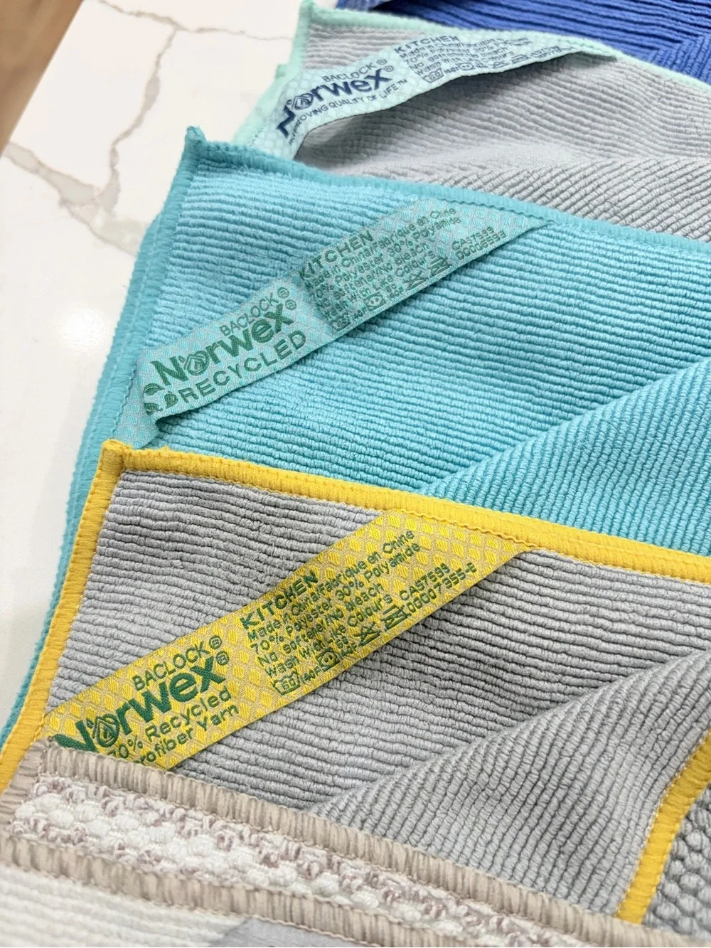 NORWEX Kitchen Towels Lot of 7 Microfiber Towels Assorted 25x13 Antimicrobial
